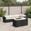 Image de vidaXL Salon de jardin 7 pcs avec coussins Noir Résine tressée