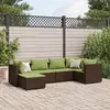 Image de vidaXL Salon de jardin 6 pcs avec coussins Marron Résine tressée