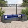 Image de vidaXL Salon de jardin 6 pcs avec coussins Gris Résine tressée