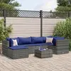 Image de vidaXL Salon de jardin 7 pcs avec coussins Gris Résine tressée