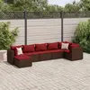 Image de vidaXL Salon de jardin avec coussins 7 pcs marron résine tressée