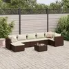 Image de vidaXL Salon de jardin avec coussins 8 pcs marron résine tressée