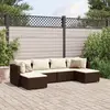 Image de vidaXL Salon de jardin 6 pcs avec coussins Marron Résine tressée