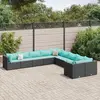 Image de vidaXL Salon de jardin 10 pcs avec coussins noir résine tressée