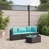 Image de vidaXL Salon de jardin 4 pcs avec coussins noir résine tressée