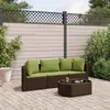 Image de vidaXL Salon de jardin 4 pcs avec coussins marron résine tressée