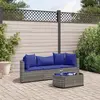 Image de vidaXL Salon de jardin 4 pcs avec coussins gris résine tressée