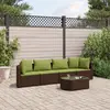 Image de vidaXL Salon de jardin avec coussins 5 pcs marron résine tressée