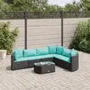 Image de vidaXL Salon de jardin 7 pcs avec coussins noir résine tressée