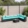 Image de vidaXL Salon de jardin 8 pcs avec coussins noir résine tressée