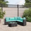 Image de vidaXL Salon de jardin 6 pcs avec coussins noir résine tressée