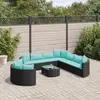 Image de vidaXL Salon de jardin 10 pcs avec coussins noir résine tressée