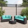 Image de vidaXL Salon de jardin 6 pcs avec coussins noir résine tressée