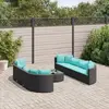 Image de vidaXL Salon de jardin 9 pcs avec coussins noir résine tressée