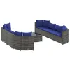 Image de vidaXL Salon de jardin 9 pcs avec coussins gris résine tressée