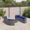 Image de vidaXL Salon de jardin 9 pcs avec coussins gris résine tressée