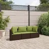 Image de vidaXL Salon de jardin avec coussins 3 pcs marron résine tressée