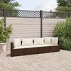 Image de vidaXL Salon de jardin 4 pcs avec coussins marron résine tressée