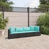 Image de vidaXL Salon de jardin 4 pcs avec coussins noir résine tressée