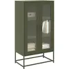 Image de vidaXL Buffet haut vert olive 68x39x123 cm acier