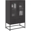 Image de vidaXL Buffet haut noir 68x39x111,5 cm acier