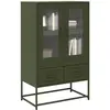 Image de vidaXL Buffet haut vert olive 68x39 x111,5 cm acier