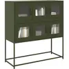 Image de vidaXL Buffet vert olive 100,5x39x107 cm acier laminé à froid