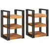 Image de vidaXL Table de chevet 2 pcs Marron et Noir Bois de mangue massif, Table de nuit rustique, rangement pour chambre, meuble chic, parfait pour petits espaces d'appartement
