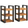 Image de vidaXL Table de chevet 2 pcs Marron et Noir Bois de mangue massif