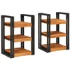 Image de vidaXL Table de chevet 2 pc Marron et Noir 38 x 33 x 58 cm