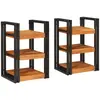 Image de vidaXL Table de chevet 2 pc Marron et Noir 38 x 33 x 58 cm