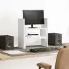 Image de vidaXL Organisateur de bureau réglable blanc bois d'ingénierie