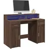 Image de vidaXL Bureau et lumières LED chêne marron bois d'ingénierie