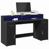 Image de vidaXL Bureau avec lumières LED noir 160x55x91 cm bois d'ingénierie