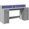 Image de vidaXL Bureau et lumières LED sonoma gris 160x55x91 cm bois ingénierie
