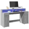 Image de vidaXL Bureau et lumières LED sonoma gris 160x55x91 cm bois ingénierie