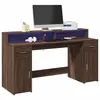 Image de vidaXL Bureau et lumières LED chêne marron bois d'ingénierie