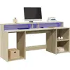 Image de vidaXL Bureau avec lumières LED chêne sonoma bois d'ingénierie