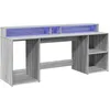 Image de vidaXL Bureau et lumières LED sonoma gris 200x55x91 cm bois ingénierie