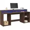 Image de vidaXL Bureau et lumières LED chêne marron bois d'ingénierie