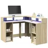 Image de vidaXL Bureau avec lumières LED chêne sonoma bois d'ingénierie