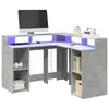 Image de vidaXL Bureau et lumières LED gris béton 130x130x91cm bois ingénierie