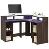 Image de vidaXL Bureau et lumières LED chêne marron bois d'ingénierie