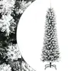 Image de vidaXL Sapin de Noël artificiel mince avec neige floquée 240 cm PVC/PE