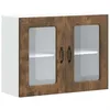 Image de vidaXL Armoire murale de cuisine avec porte vitrée "Kalmar" Chêne fumé