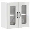 Image de vidaXL Armoire murale de cuisine avec porte vitrée "Kalmar" Bois d'ingénierie blanc brillant