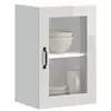 Image de vidaXL Armoire murale cuisine avec porte en verre Porto blanc brillant