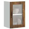 Image de vidaXL Armoire murale de cuisine avec porte en verre Porto chêne fumé