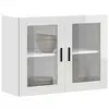 Image de vidaXL Armoire murale cuisine avec porte en verre Porto blanc brillant