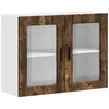 Image de vidaXL Armoire murale de cuisine avec porte en verre Porto chêne fumé